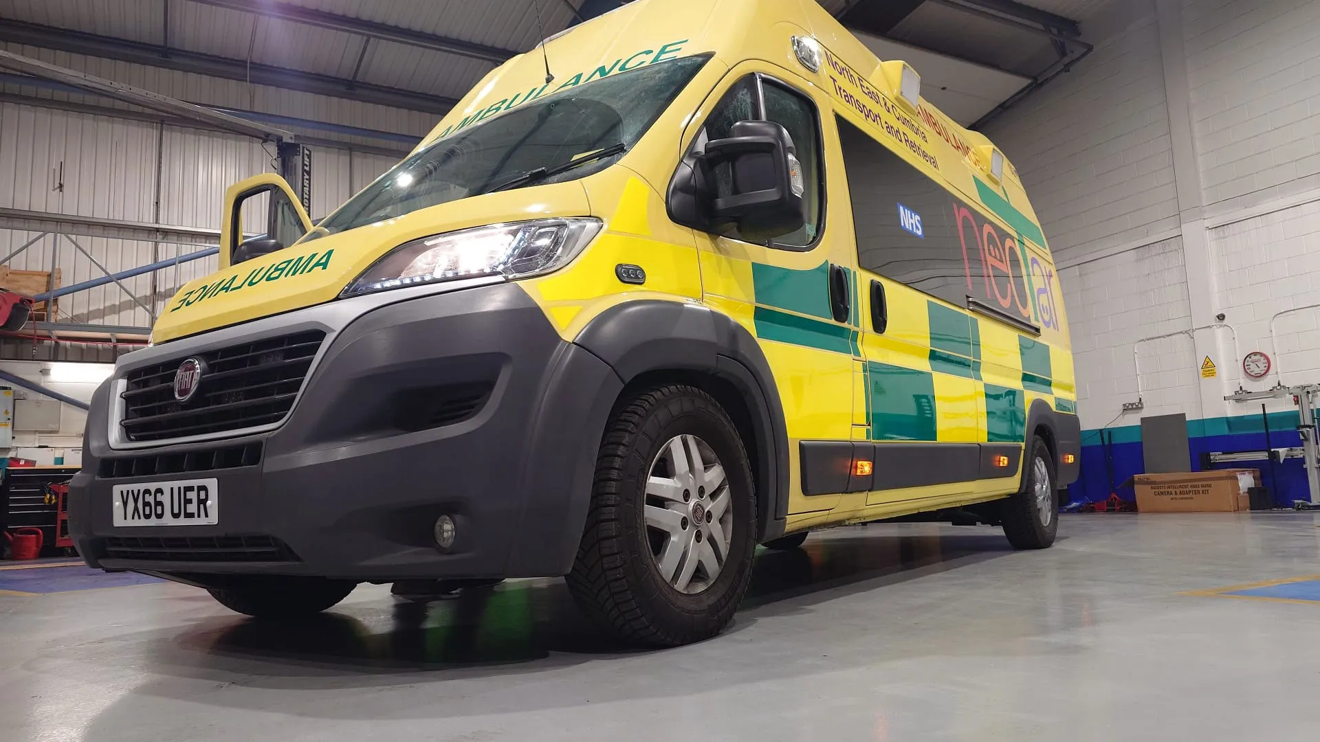 An ambulance being serviced at West Auto in Newcastle