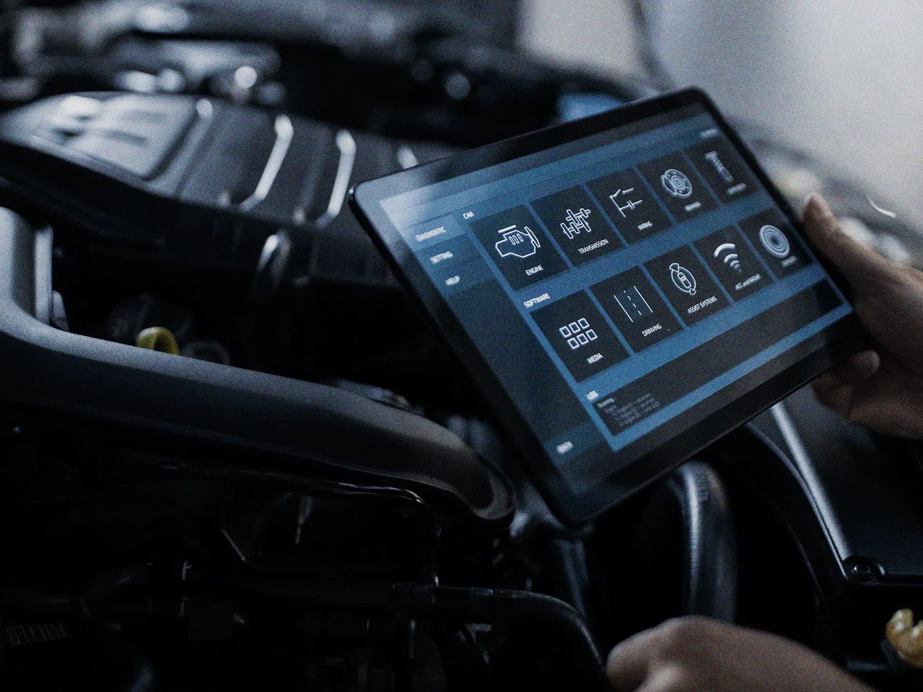 A vehicle on diagnostic equipment for fault finding at West Auto in Newcastle
